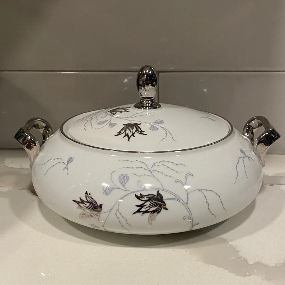 Vintage Bavaria Covered Vegetable Dish Floral